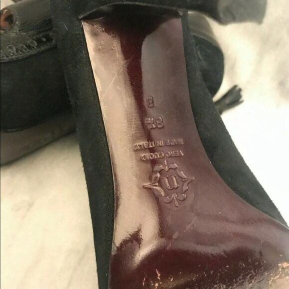 Heel Wing Tip Brogue Open Toe Nanette Patent Size 8.5 B Y - Picture 3 of 8